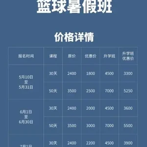 篮球训练课一般多少钱一节